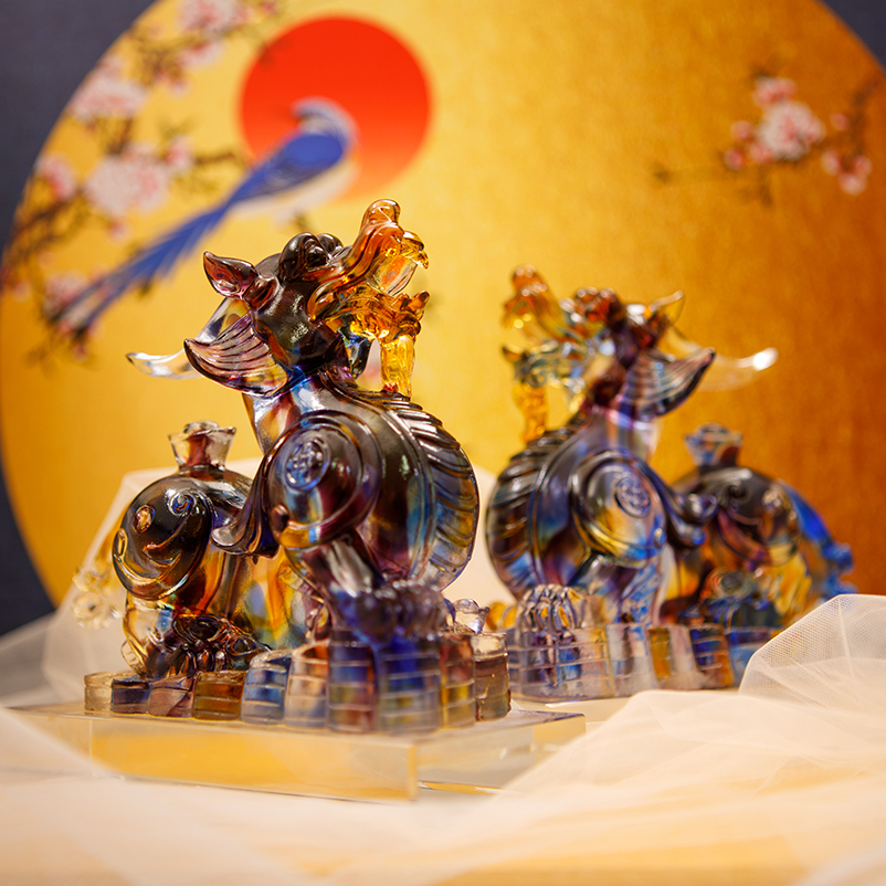 琉璃貔貅（参色）Glazed Glass Pixiu (Multi-Colour)